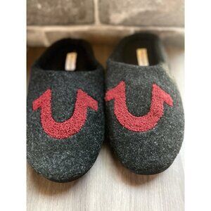True Religion Men’s Grey-Felt Sherpa Lined Clog Slippers Size 9-10